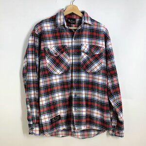 Men's Casual Plaid Shirt - Black, Red, White